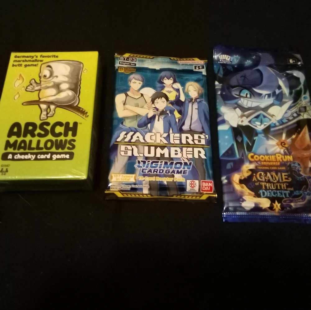 3 Card Game Bundle Arsch Mallows + Digimon + Cookie Run Braverse Factory Sealed
